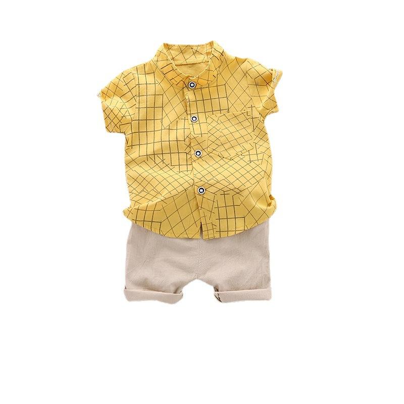 ベビー 上下セット 薄手 半袖シャツ 短パン 男の子 乳幼児 子供服 コットン カートーン柄 イエロー系 ブルー系 グリーン系 80 90 100