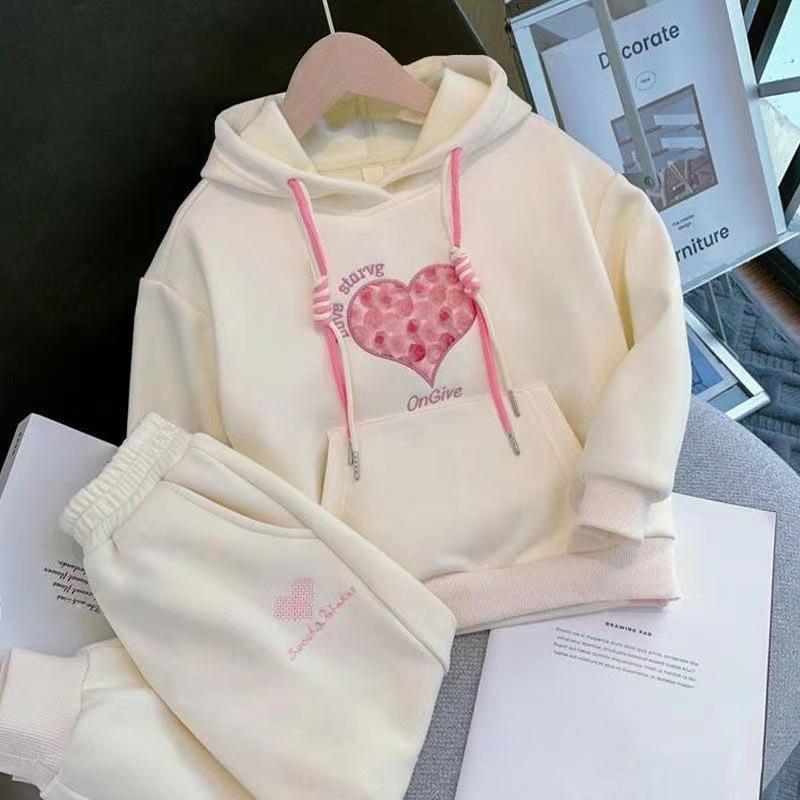 子供用セットアップ パーカー&amp;パンツ 2点セット ガールズ 春秋 普段着 かわいい 伸縮性 通園 通学 ..