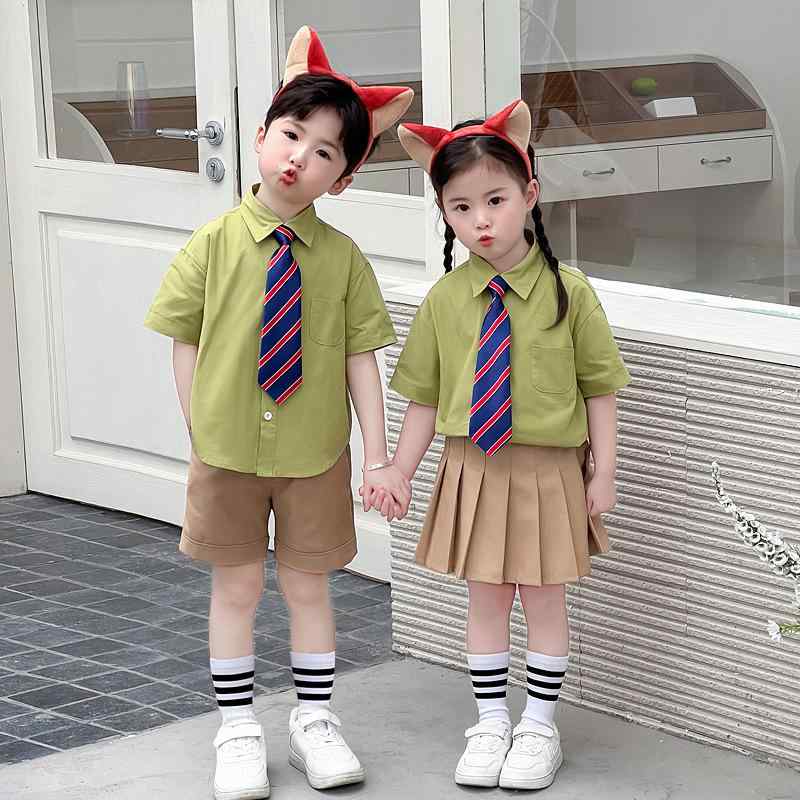 子供用セットアップ キッズ 男の子 女の子 夏服 アニマル 半袖 短パン 上下2点セット オレンジ グリー..