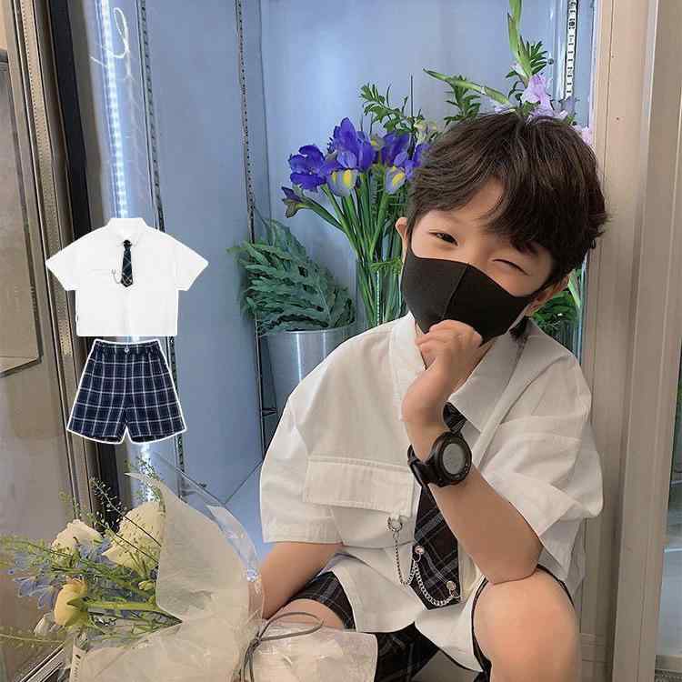キッズ フォーマル スーツ 男の子 半袖シャツ ショートパンツ 上下セット 子供服 JK 制服風 春夏 綿 普..