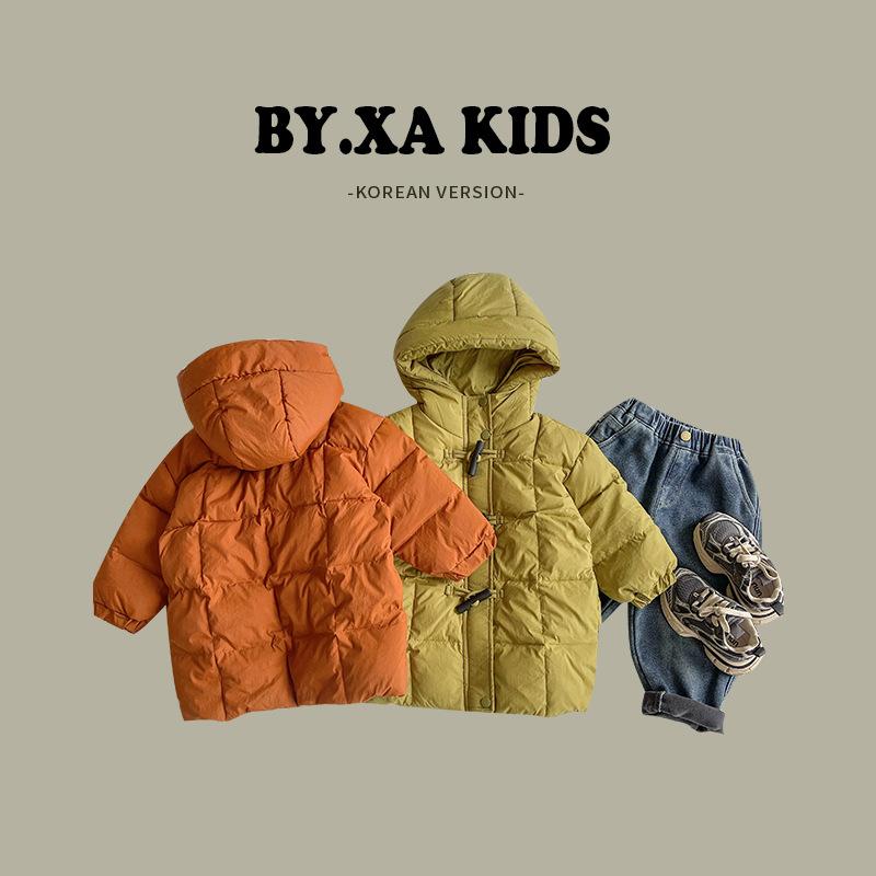 子供服 ダウンジャケット 男の子 アウター 韓国風 中綿 厚手 ロング丈 フード付き 80cm 90cm 100cm 110..