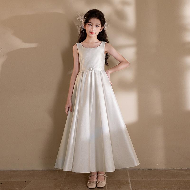 子供用ドレス 女の子 サテン プリンセス ピアノ発表会 演奏会 結婚式 パーティー フォーマル 春夏秋冬 ホワイト レッド ブラック ピンク 110cm 120cm 130cm 140cm 150cm 160cm