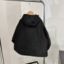 キッズ ジャケット 男の子 アウター 子供服 秋物 長袖 ボーイズ 普段着 中長丈 フード付き ブラック 110 120 130 140 150 160