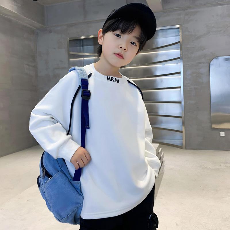 キッズ スウェット 春秋 男の子 子供服 トップス トレーナー 長袖 綿100% 白 黒 120cm 130cm 140cm 150..