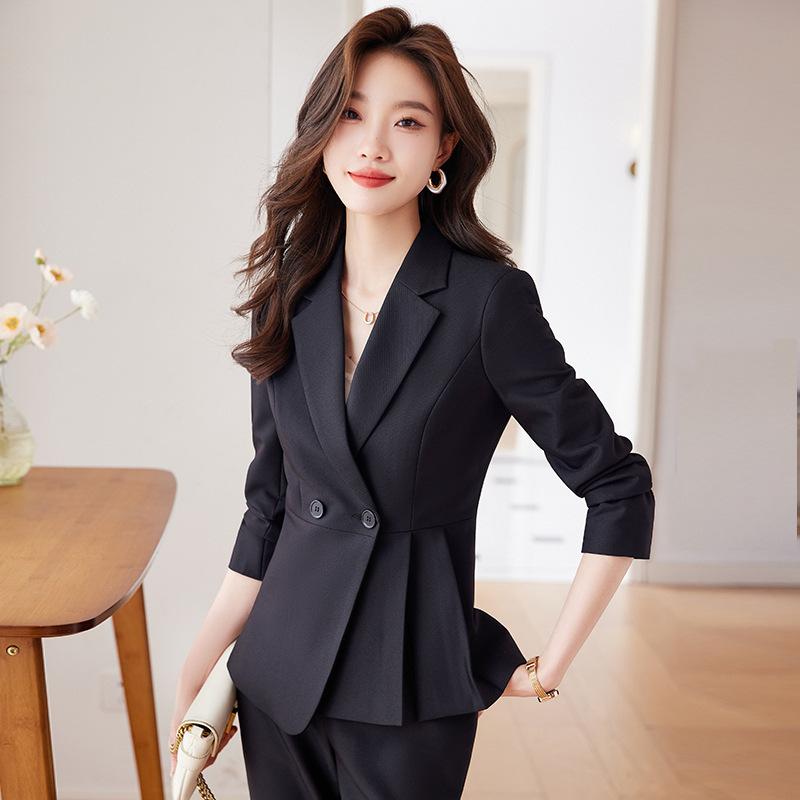 スーツ レディース 面接用 フォーマル 事務服 オフィス ビジネス リクルート 就活 制服 ポリエステル 粘胶纤维 黒 紺 グレー