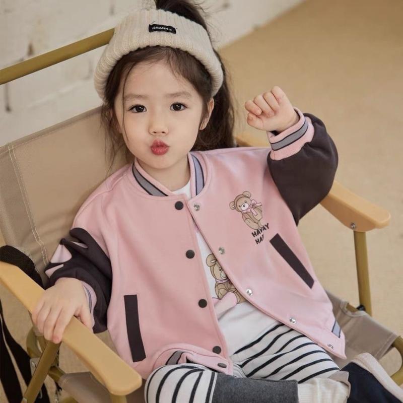 子供服 アウター 女の子 野球服風 ジャケット カーディガン 春秋 綿 長袖 トップス スポーティ カジュアル 赤 ピンク 紺色系 80 90 100 110 ...