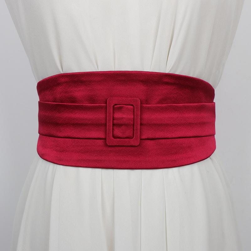 ベルト レディース 女性用 スカート ワンピース 織布 秋冬 ブラック バーガンディ グリーン 幅広 サッ..