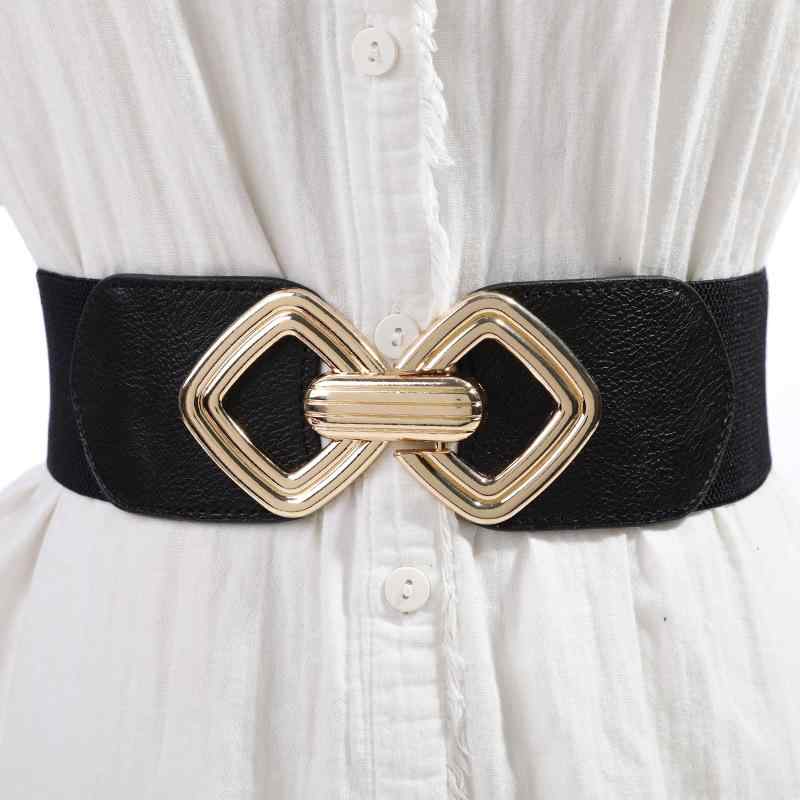 ベルト レディース ファッション ストレッチ 太ベルト ゴムベルト スカート用 ウエストマーク 白色 黒色 赤色 薄茶色 ビジネス カジュ..