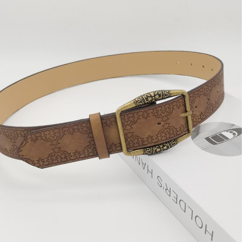 ベルト レディース メンズ 男女兼用 ファッション レトロ 古銅色 針バックル スカル 合金 フェイクレザ..