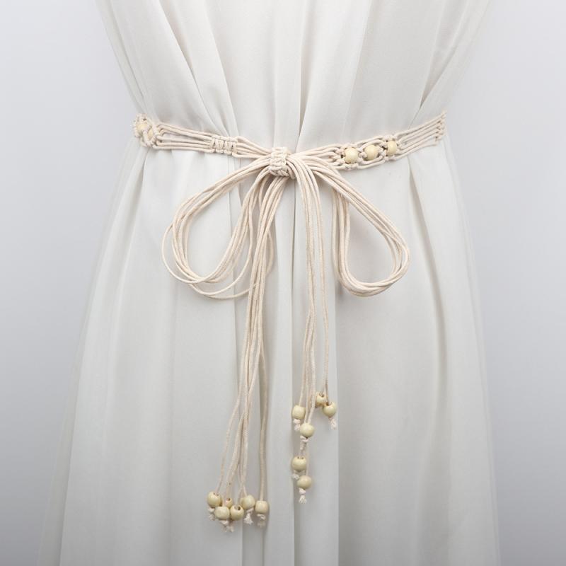 ベルト レディース ボヘミアン エスニック風 手編み 細身 ウエスト 紐 ロープ ワンピース スカート 装..