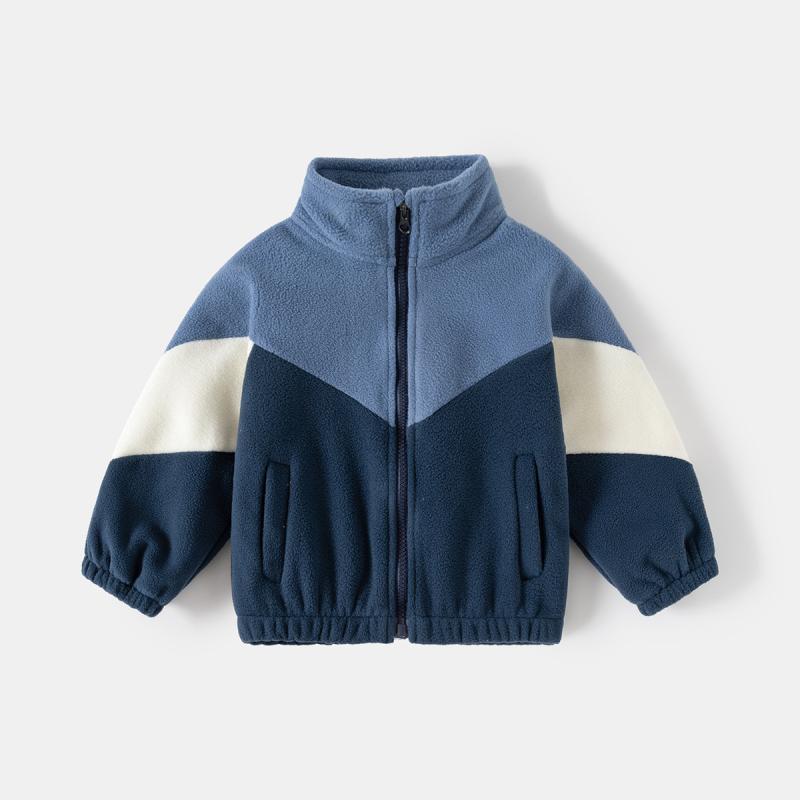 子供服 アウター キッズ 男の子 ベビー フリース ジャケット 配色 防寒 立ち襟 長袖 普段使い ポリエステル 90cm 100cm 110cm 120cm 130cm
