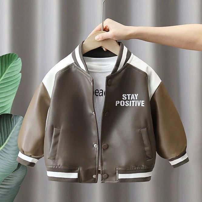 子供用ジャケット 春秋向け クールな男の子用 ライダースジャケット ベビー 春向け トレンドカラー 切り替え アウター