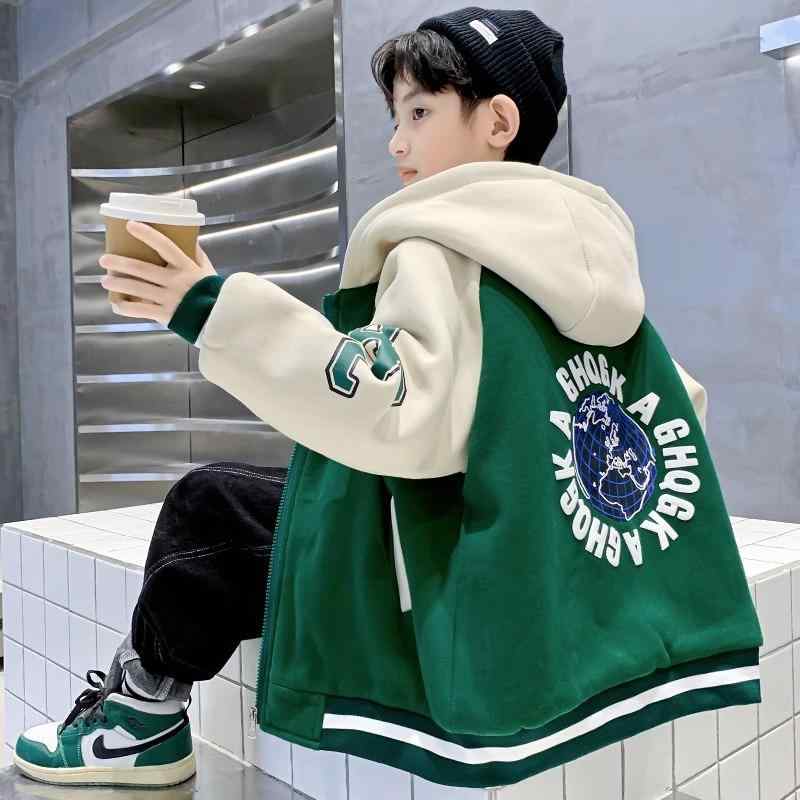 子供用ジャケット 男の子 秋物 アウター 子供服 キッズ ボーイズ 野球服 スポーツスタイル 110 120 130 140 150 160 170 グリーン ...