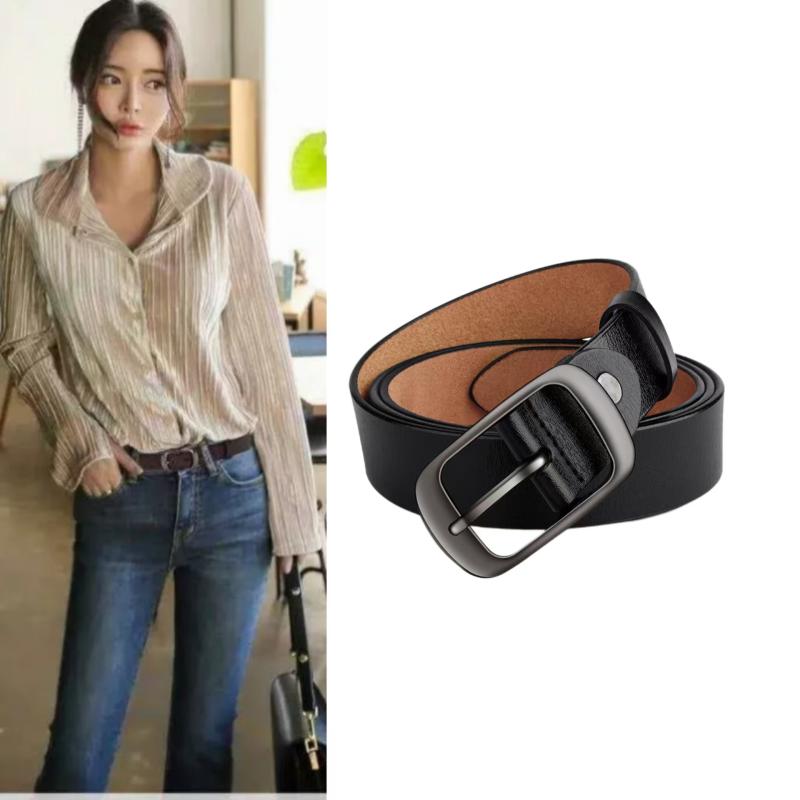 ベルト レディース 女性用 ファッション小物 パンツベルト 服飾雑貨 合金 針バックル ブラック コーヒー色 黒 茶色 シンプル ベーシッ..