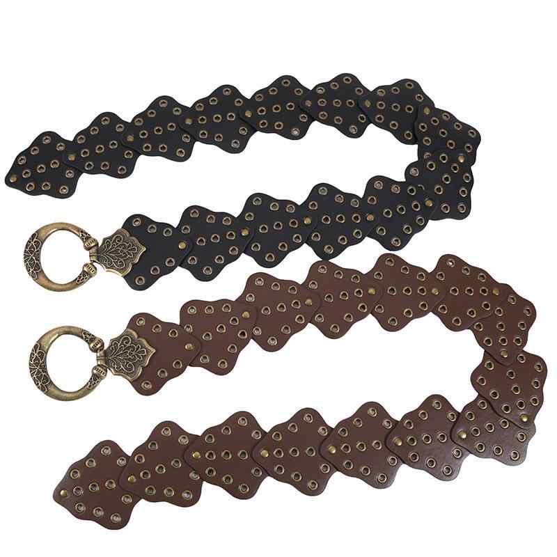 ベルト レディース 女性用 高級感 レトロ スタッズ リベット ウエストマーク 葉っぱ リーフ 切り替え P..