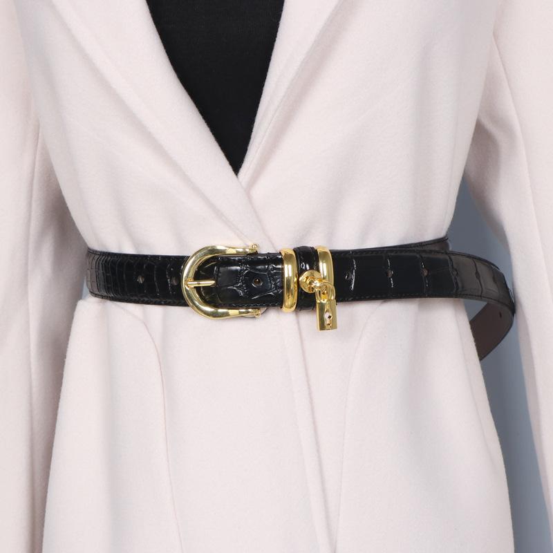 ベルト レディース 本革 牛革 レザー おしゃれ 普段使い スカート パンツ スラックス ワンピース 飾り ブラック 黒