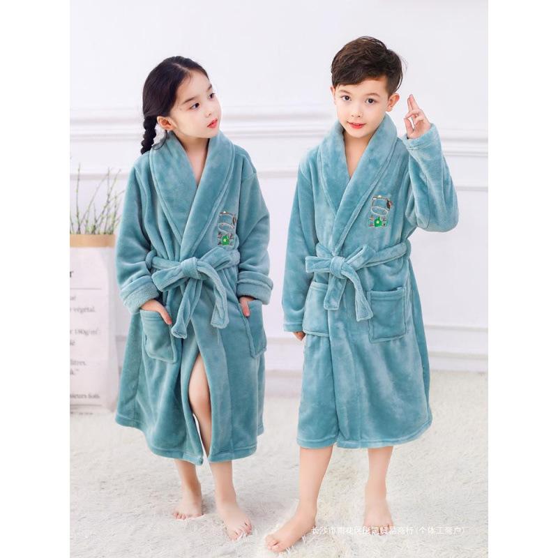 ベビー バスローブ 子供 パジャマ フランネル 珊瑚 厚手 男の子 女の子 ルームウェア 米白 青緑 ピンク..