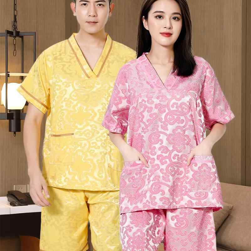 バスローブ レディース メンズ サウナ着 浴衣 大判サイズ ゆったり 綿混紡 ペア 春秋 汗蒸服 マッサー..