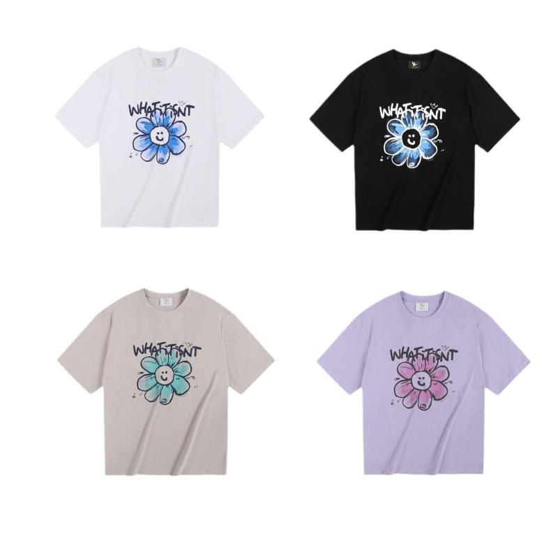Tシャツ レディース メンズ 半袖 コットン ラウンドネック プリント ゆったり かわいい 韓国風 カジュ..