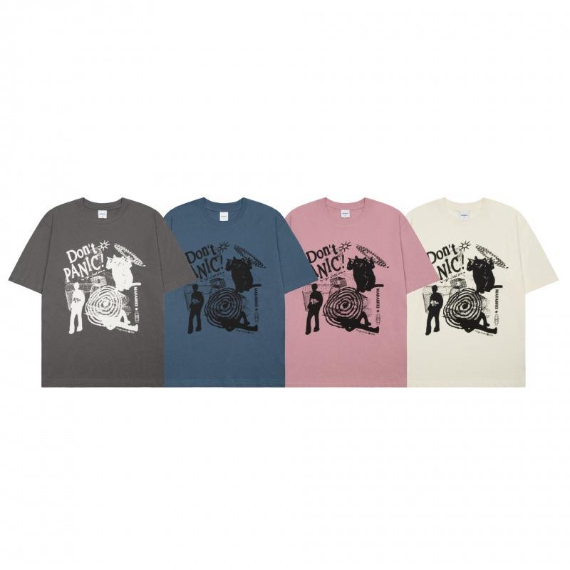 Tシャツ 男女兼用 猫 グラフィック プリント コットン100% 半袖 カットソー ラウンドネック トップス ..