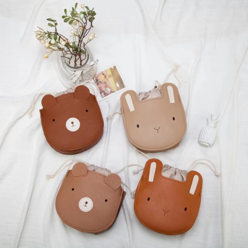 リュック キッズ 子供用 PUレザー 防水 小熊 うさぎ アプリコット ベージュ ブラウン コーヒーカラー ..