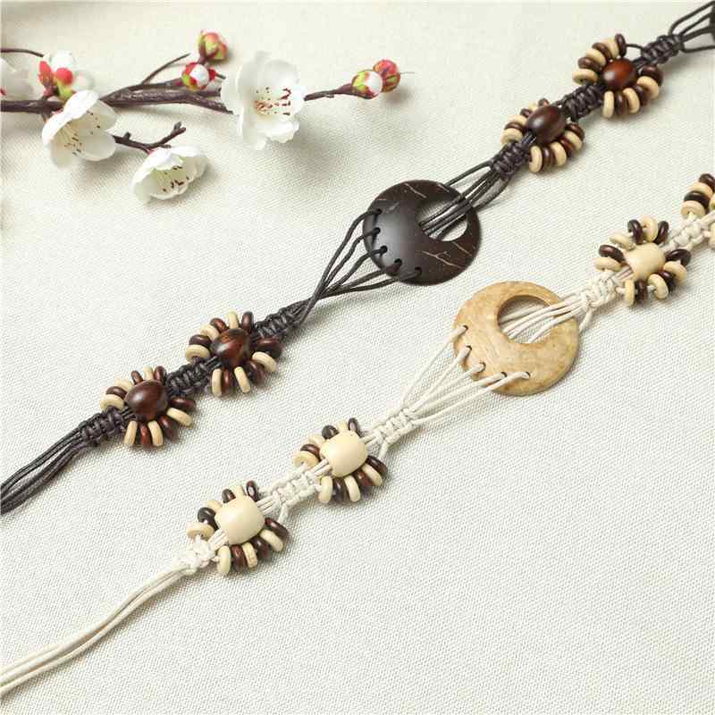 ベルト レディース 飾り 編み込み ロープベルト 細め 韓国風 乳白色 コーヒー色