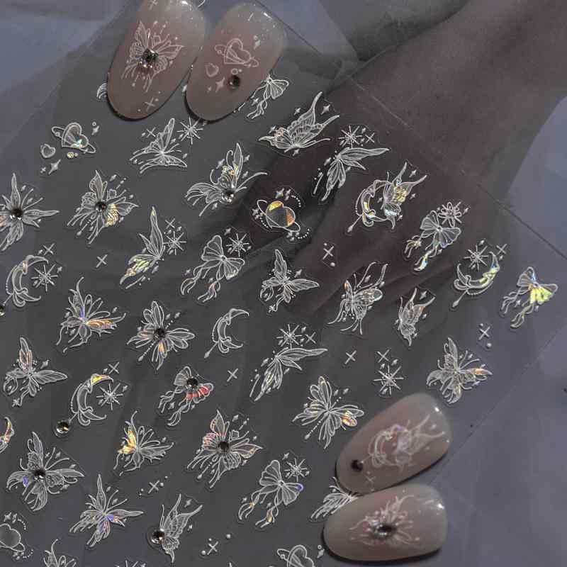 ネイルシール レディース ガールズ キッズ DIY 星 月 蝶々 超薄型 カラフル かわいい