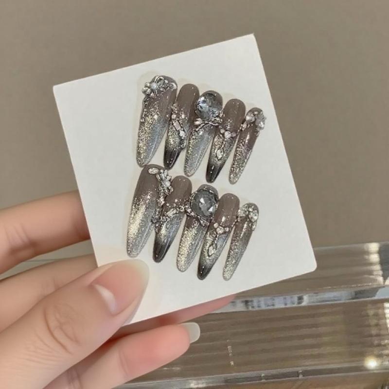 つけ爪 レディース メンズ 秋冬 猫目 黒 チョコレート色 フレンチ ネイルチップ かわいい 桃 バラ 十字架 ハート 星 アート ショート ミディアム ロング オーバル