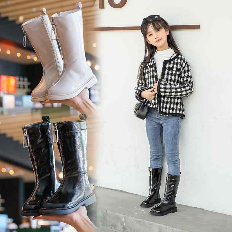 ブーツ キッズ 女の子 子供靴 秋冬 高筒 ジョッキーブーツ プリンセス サイドジップ 滑り止め ベージュ