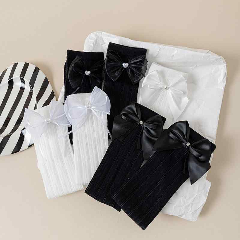 靴下 キッズ 女の子 子供用 ニーハイソックス リボン レース 春夏 秋 薄手 コットン 通気性 吸汗性 フ..