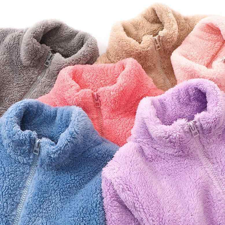 子供服 アウター キッズ 男女兼用 コーラル フリース ジャケット 秋冬 厚手 無地 長袖 トップス 中大 ..