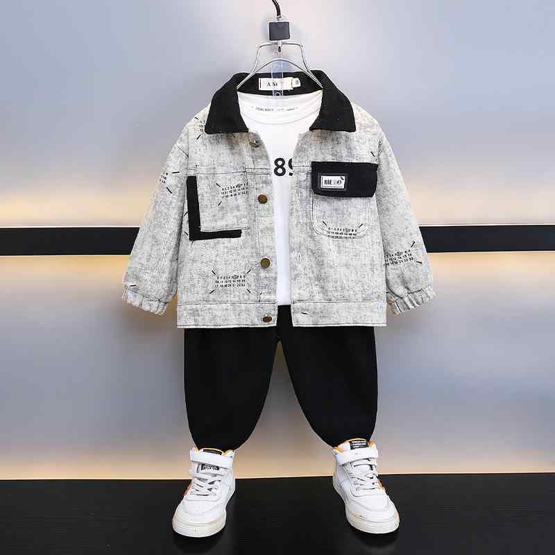 子供服 ジャケット 男の子 アウター 春秋 韓国風 ボーイズ 3歳 4歳 5歳 6歳 7歳 8歳 100cm 110cm 120cm 130cm 140cm 150cm おしゃれ デニム風 ポリエステル ミドル丈