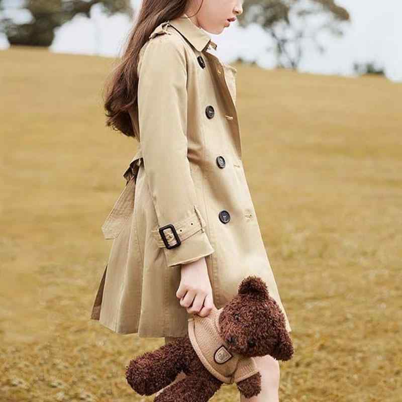 子供服 コート 女の子 中綿 ジャケット 春秋 アウター キッズ ガールズ トレンチコート風 ミドル丈 チェック柄 裏地 ポリエステル カーキ