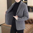 コート メンズ ウールブレンド スーツ 秋冬 ショート丈 ビジネス カジュアル 耐摩耗性 無地 ブラック グレー