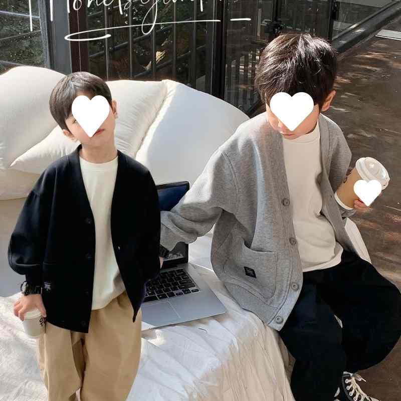 キッズ ジャケット 男の子 子供服 カーディガン Vネック コットン 無地 カジュアル 普段使い 長袖 トップス 羽織り 秋 80 90 100 110 120...