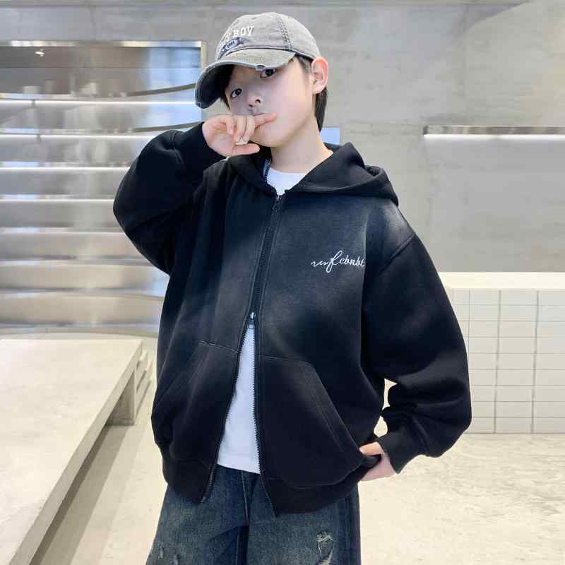 子供服 アウター 春秋 男の子 ジャケット 長袖 パーカー フード付き カジュアル ボーイズ トップス 子供 キッズ ウェア 通学 普段着 ブラック系