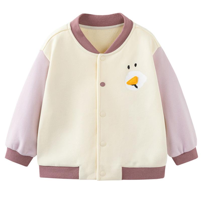 ベビー キッズ 野球 ジャケット アウター 春秋 幼児 子供 男女兼用 ピュアコットン 綿100% スポーツ カジュアル 上着 立襟 配色 かわいい 80 90...