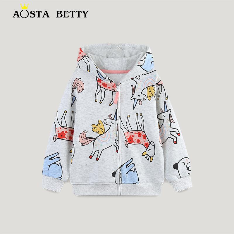 キッズ パーカー 長袖 子供服 女の子 針織 コットン ジップアップ フード付き アウター 欧米風 カジュアル かわいい 普段着 通園 通学 秋冬