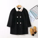 子供服 コート 男女兼用 ウール アウター 韓国風 中長丈 羊毛 ダブルブレスト 秋冬 ブラック ブラウン 100cm 110cm 120cm 130cm 14...