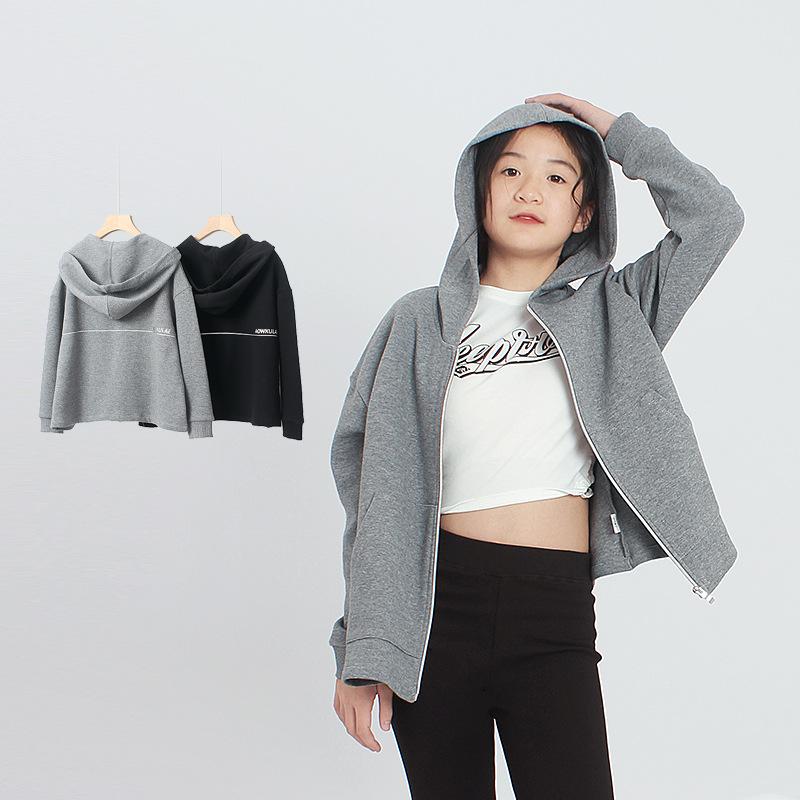 キッズ ジャケット 春秋 大童 子供服 パーカー 長袖 ジップアップ アウター トップス 韓国風 140cm 150cm 160cm ブラック グレー