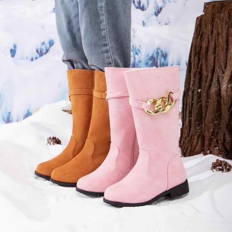 ブーツ ガールズ 子供用 ニーハイブーツ 秋冬 人工皮革 ピンク ブラウン メタル 7歳 8歳 9歳 10歳 11歳..