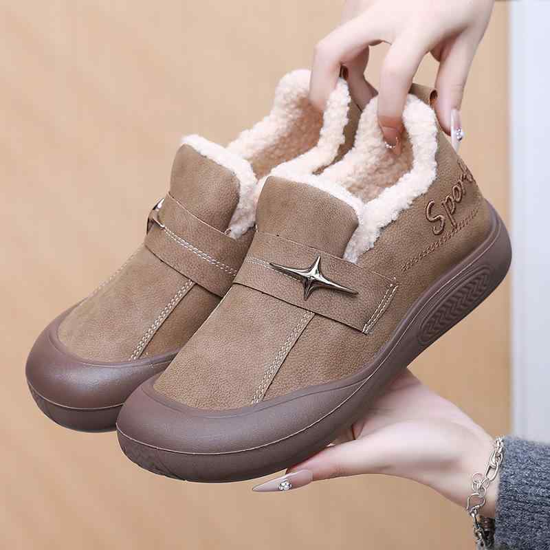 雪地靴 レディース зимние ботинки 裏起毛 厚底 スノーブーツ ラウンドトゥ スリッポン フラットヒール 撥水 防滑 保温 カジュアル コーヒー色 キャメル ブラック