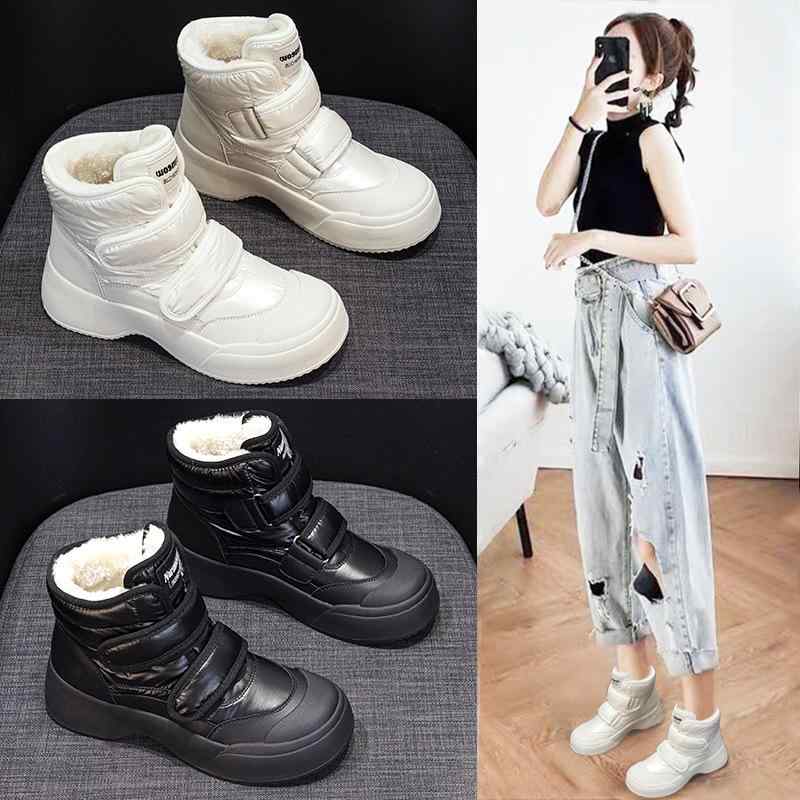 スノーブーツ レディース 厚底 ショートブーツ 防水 防滑 保暖 裏起毛 ラウンドトゥ カジュアル 冬 ベージュ ブラック