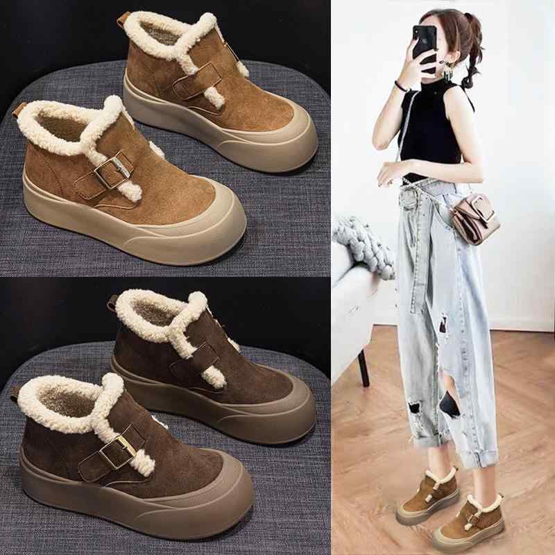雪地ブーツ レディース 厚底 ショートブーツ 韓国風 裏起毛 あったか 防滑 ラウンドトゥ カジュアル 冬 普段使い コーヒー色 キャメル