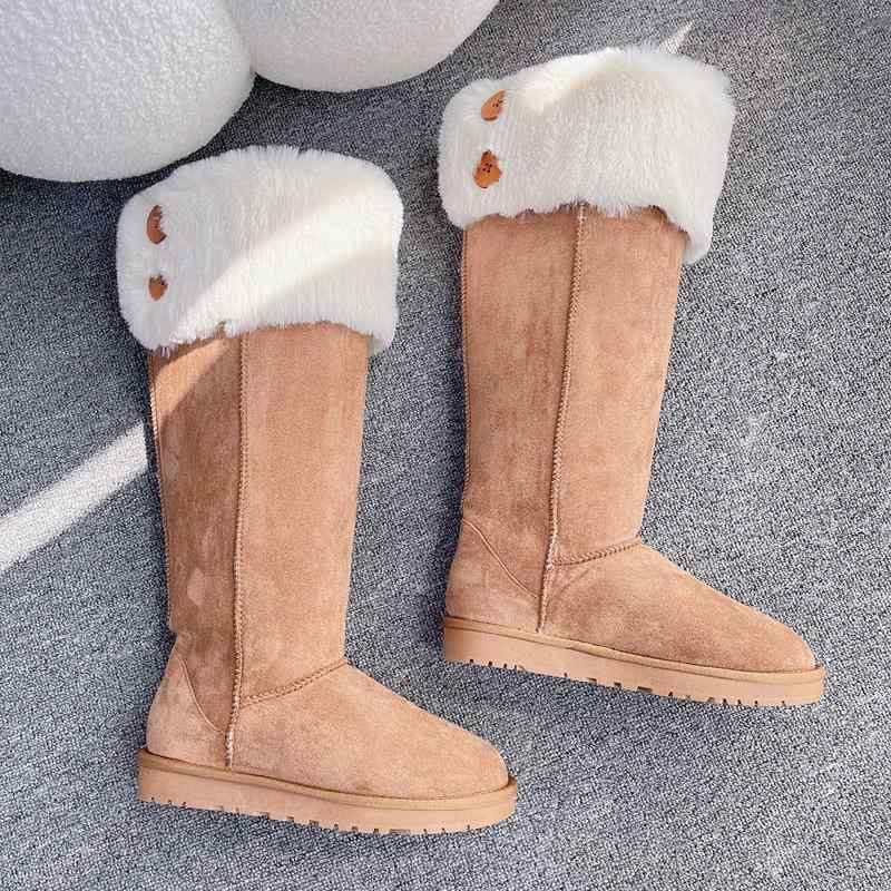 雪地ブーツ レディース 防寒 高筒 暖か 裏起毛 スエード調 フラットヒール 履きやすい スリップオン 栗色 秋冬 カジュアル 普段使い