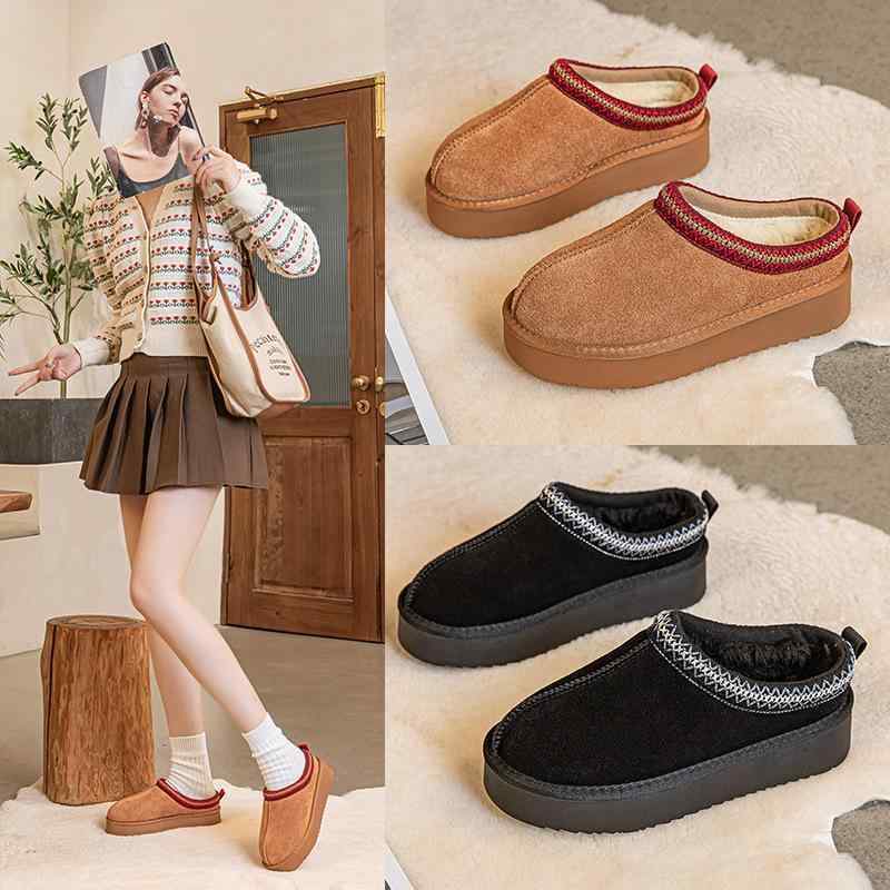 サンダル レディース 厚底 スリッパ 冬用 防寒保温 滑り止め ラウンドトゥ カジュアル 牛革 スノーブーツ 栗色 ブラック