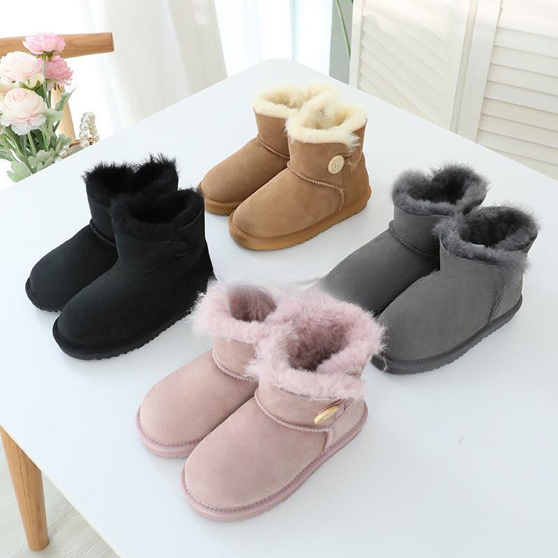 ブーツ キッズ 子供用 ムートンブーツ 羊皮 ショートブーツ 秋冬 暖かい 男の子 女の子 栗色 グレー ブラック ピンク系