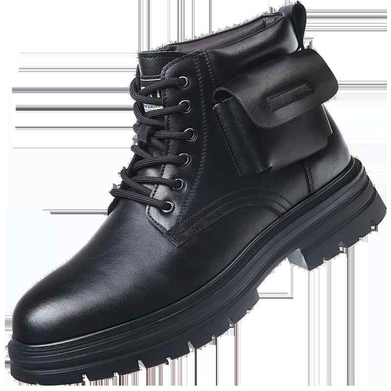 雪地靴 メンズ 男性用 防寒ブーツ 保温 暖房 シューズ 本革 レザー 綿靴 アウトドア 滑り止め ショートブーツ 黒 ブラック 秋冬