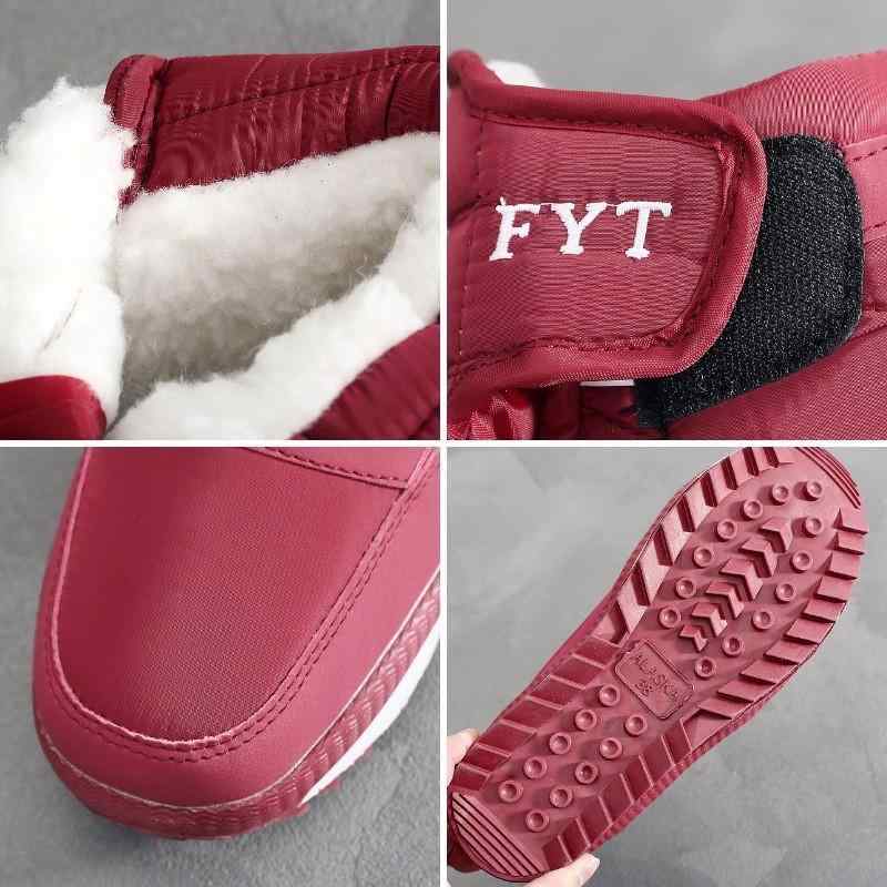 雪地靴 レディース 暖か 厚底 スノーブーツ 高齢者 向け 防寒 防水 滑り止め 女性 靴 冬 ラウンドトゥ カジュアル マジックテープ 赤 黒