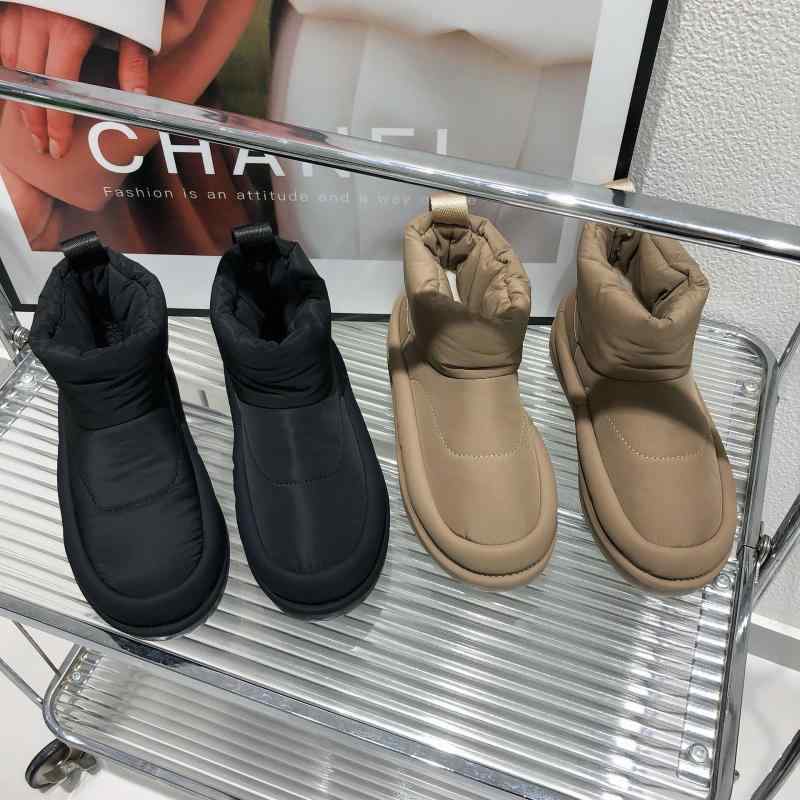 スノーブーツ レディース 防水 防滑 厚底 あったか ショートブーツ ダウン 靴 ラウンドトゥ 銀色 黒色 ..